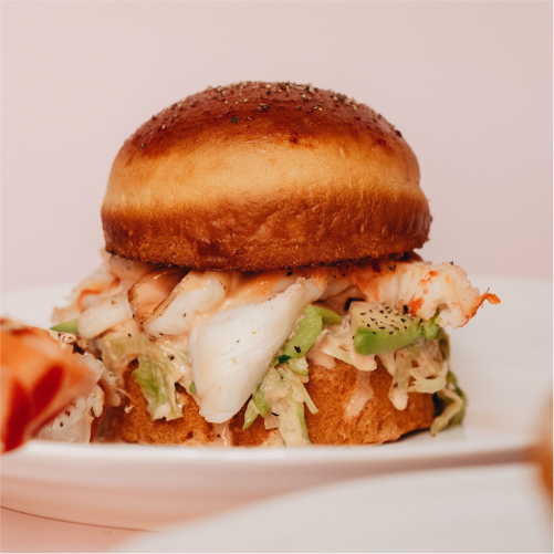 A shrimp burger
